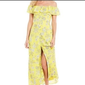 NWT Gianni Bini Aida Floral Print Off-the-Shoulder Button Front Midi Dress Sz XS